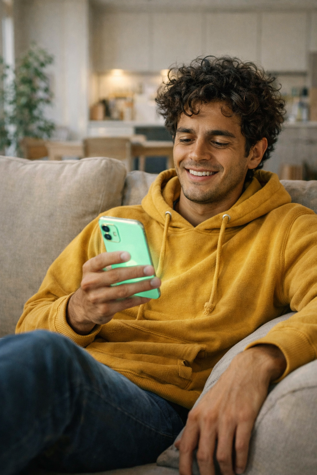 Hombre tranquilo controlando su presupuesto y estrategia financiera para vivir solo con AMICA